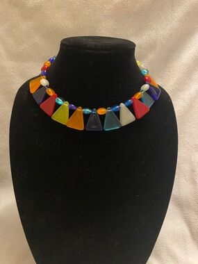 Multicolor Triangle Bead Choker Necklace